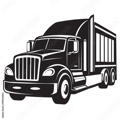 Semi-truck silhouette vector on a white background