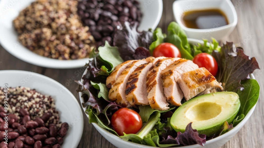 Grilled Chicken Salad with Avocado, Quinoa & Black Beans Grilled Chicken Salad with Avocado, Quinoa & Black Beans