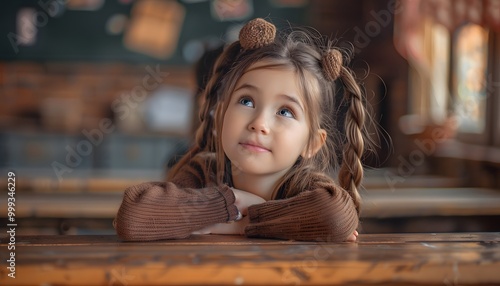 Wallpaper Mural Girl studying at school with focus Torontodigital.ca