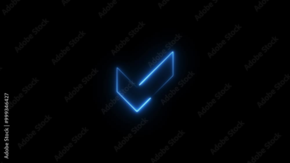 Glowing neon light Check mark icon Glowing neon light Check mark icon