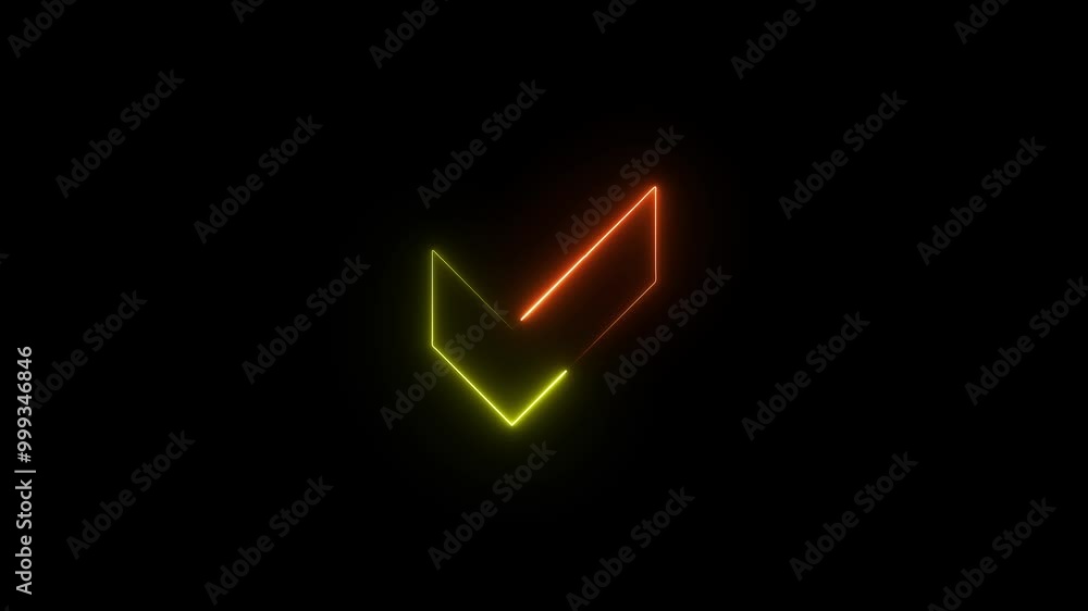 Tick mark icon neon sign. check mark icon animation Tick mark icon neon sign. check mark icon animation
