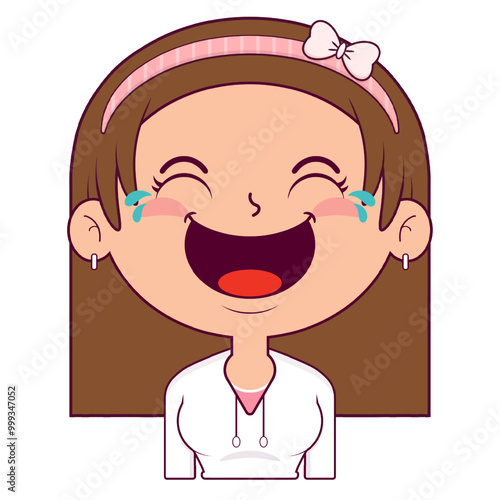 girl laughing face cartoon cute