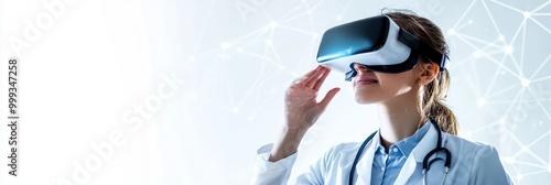Obraz na płótnie Medical student wearing VR headset for education w salonie