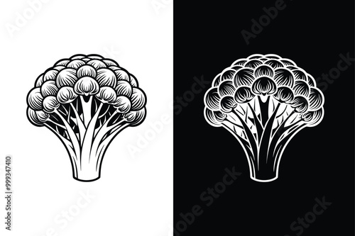 Broccoli Icon silhouette for design. Broccoli Flat Design black white background