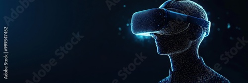 Obraz na płótnie Abstract doctor wearing VR headset in virtual environment w salonie
