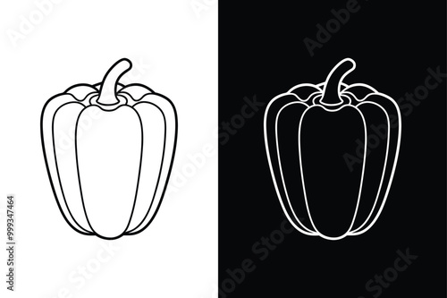 Bell pepper icon. Vegetable bell pepper icon vector illustration black white