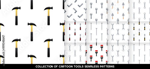 Collection of Cartoon tools seamless pattern, Vector.