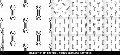 Collection of Cartoon doodle tools seamless pattern, Vector.