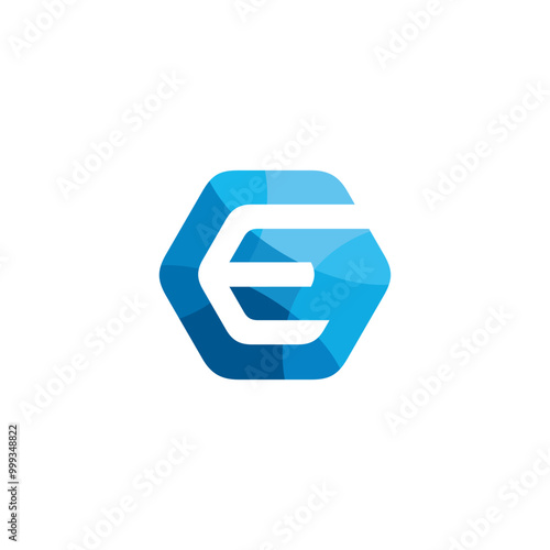 Letter E Hexagon logo design vector template