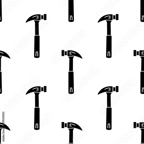 Cartoon doodle silhouette hammer seamless pattern, Vector.