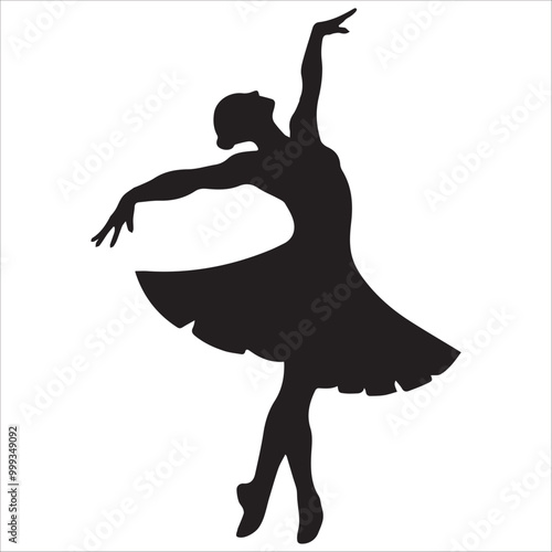 Jive dance vector illustration in black and white - Ballroom dance silhouette design
