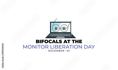 Bifocals at the monitor liberation day. background, banner, card, poster, template. Vector illustration.