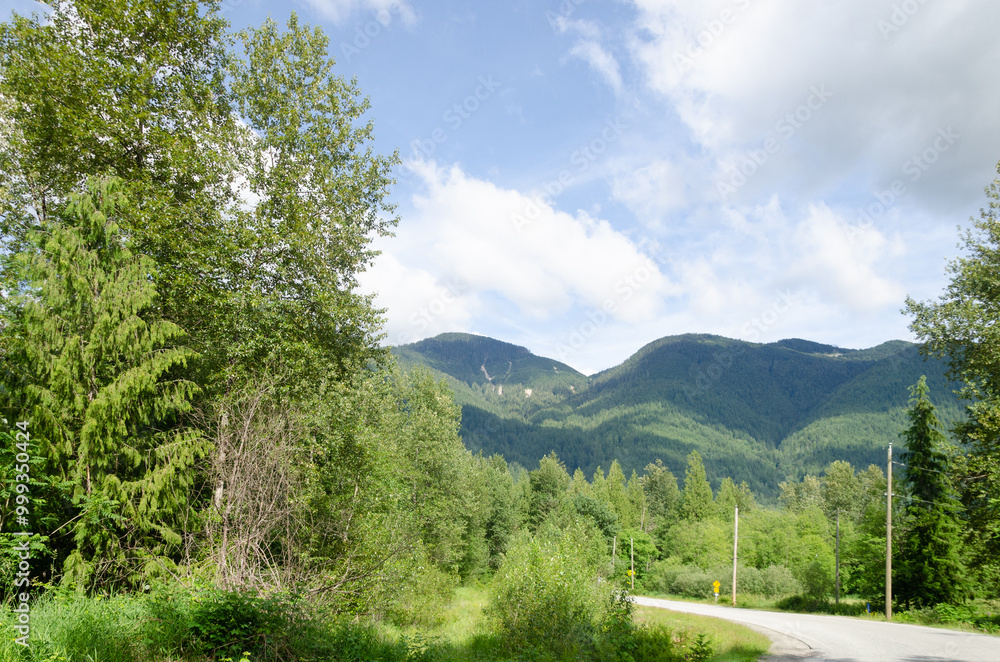 Fototapeta premium Spectacular view of Fraser Valley countryside around Mission, BC, Canada