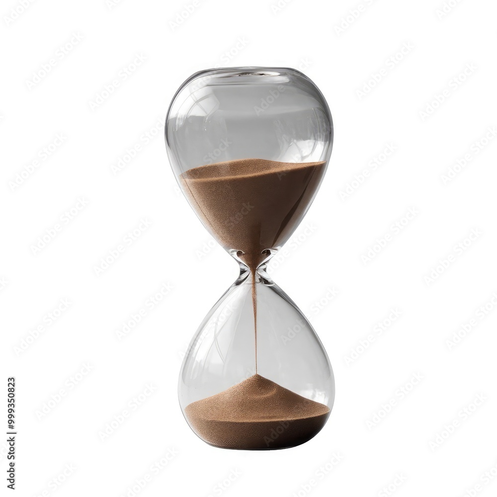 Classic Hourglass with Sand Flowing from Top to Bottom, Symbolizing the Passage of Time, Set Against a Clean White Background to Highlight the Hourglass Classic Hourglass with Sand Flowing from Top to Bottom, Symbolizing the Passage of Time, Set Against a Clean White Background to Highlight the Hourglass