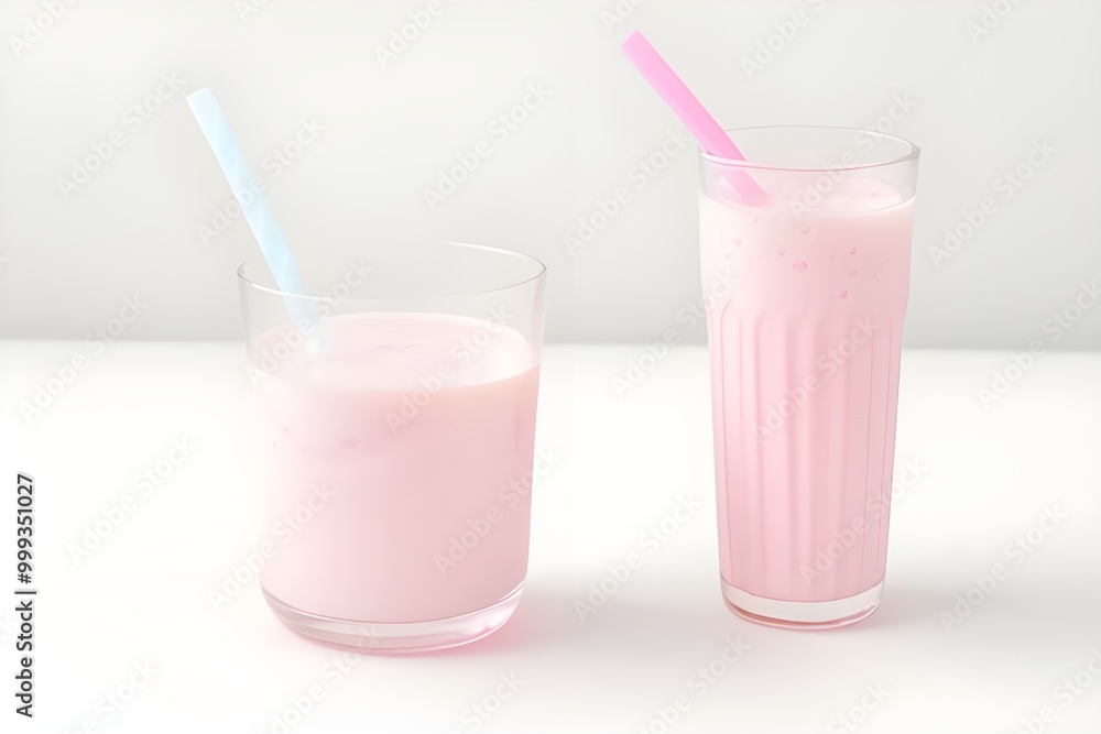 Pink Milk Soda Isolated on White Background Pink Milk Soda Isolated on White Background