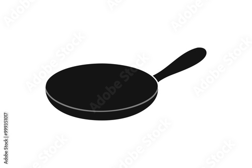 Nonstick  Frying Pan  on kitchen counter vector art illustration