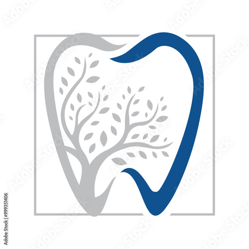 stylish dentist stomatology tree dental teeth logo design vector template