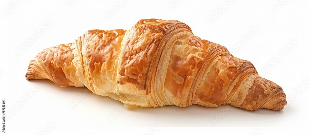 Freshly Plain Croissant On White Background Isolated On White Background Selective Focus Freshly Plain Croissant On White Background Isolated On White Background Selective Focus