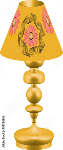 table lamp and flower with golden 3d design