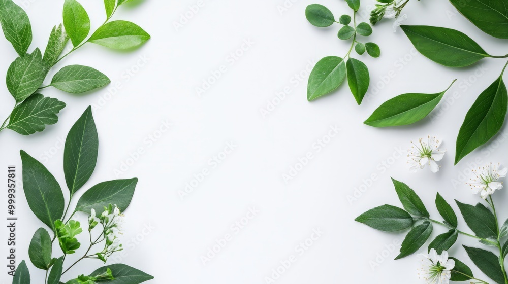 Lush Green Foliage Frame on White Background Floral Beauty Nature Photography Lush Green Foliage Frame on White Background Floral Beauty Nature Photography