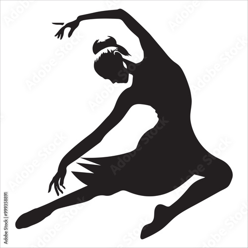 Cuban rumba dance vector illustration in black and white - Ballroom dance silhouette design
