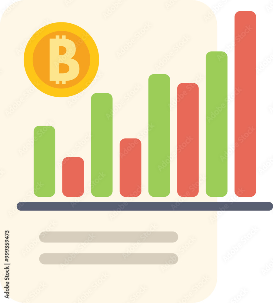 Bitcoin symbol with a growing up chart on a paper document representing the cryptocurrency market and investment Bitcoin symbol with a growing up chart on a paper document representing the cryptocurrency market and investment