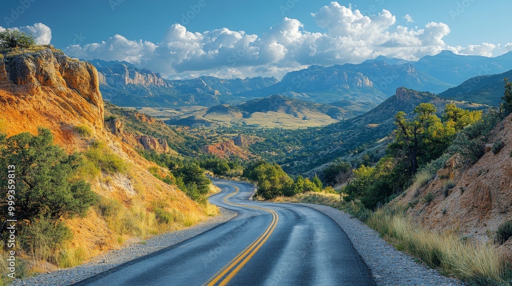 Winding Road Through Majestic Mountain Landscape Winding Road Through Majestic Mountain Landscape