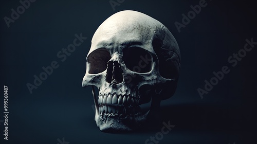 Frontal View of Skull Decoration with Copy Space on Black Background