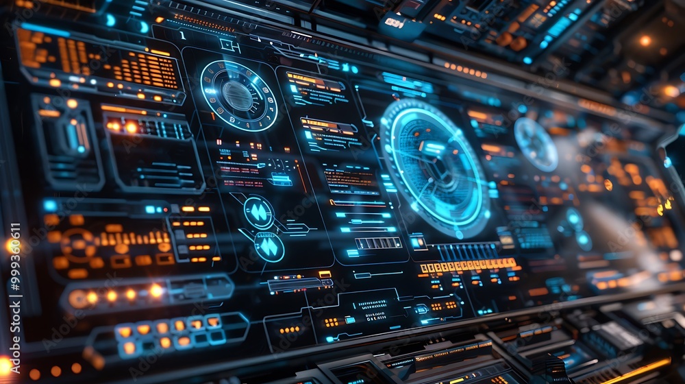 Scientist using an advanced AI assistant in a futuristic biotech lab Scientist using an advanced AI assistant in a futuristic biotech lab