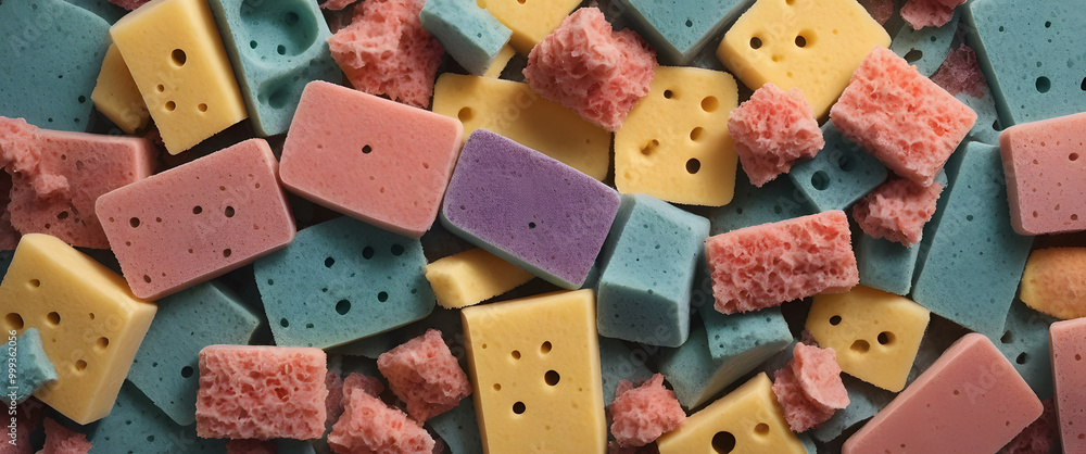 Many small pieces of sponge Many small pieces of sponge