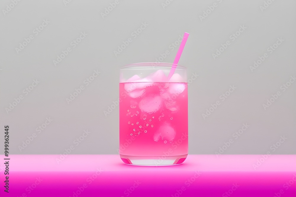 Refreshing Pink Soda Bottle Isolated on White Background Refreshing Pink Soda Bottle Isolated on White Background