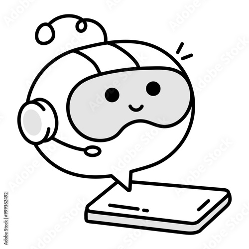 A sketchy style icon of mobile voice assistant 


