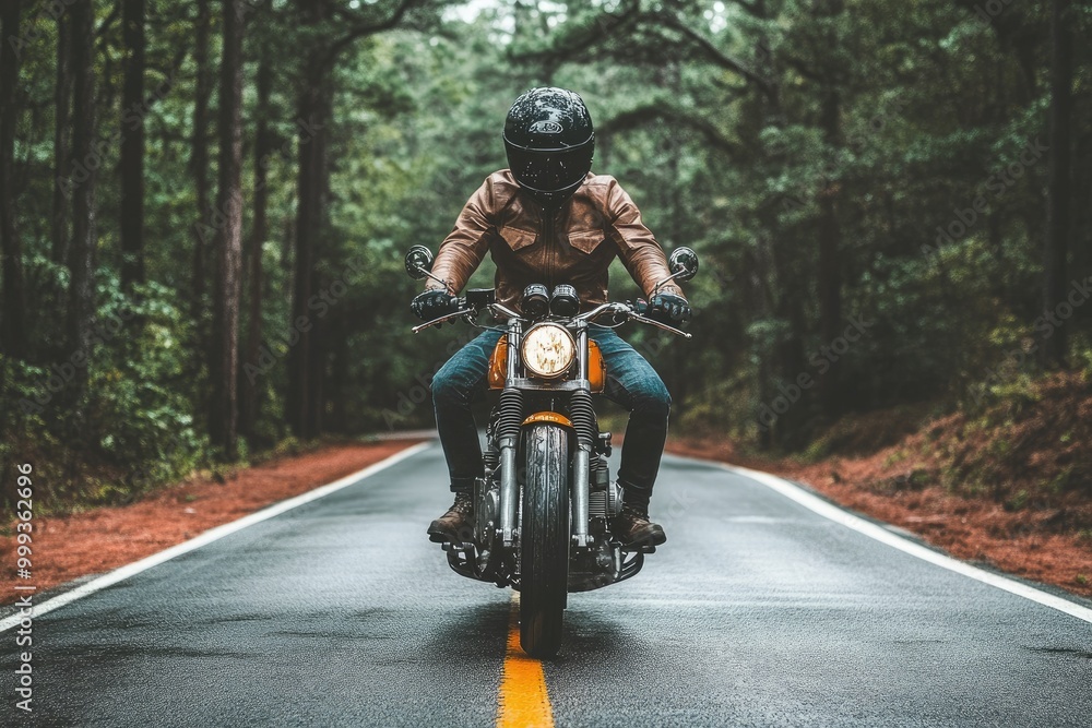 A photograph depicting an individual operating a two-wheeled motorized vehicle commonly known as a motorcycle A photograph depicting an individual operating a two-wheeled motorized vehicle commonly known as a motorcycle