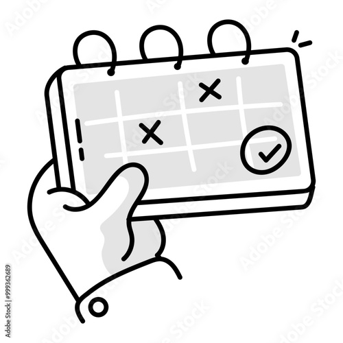 Hand drawn style icon of mobile calendar 

