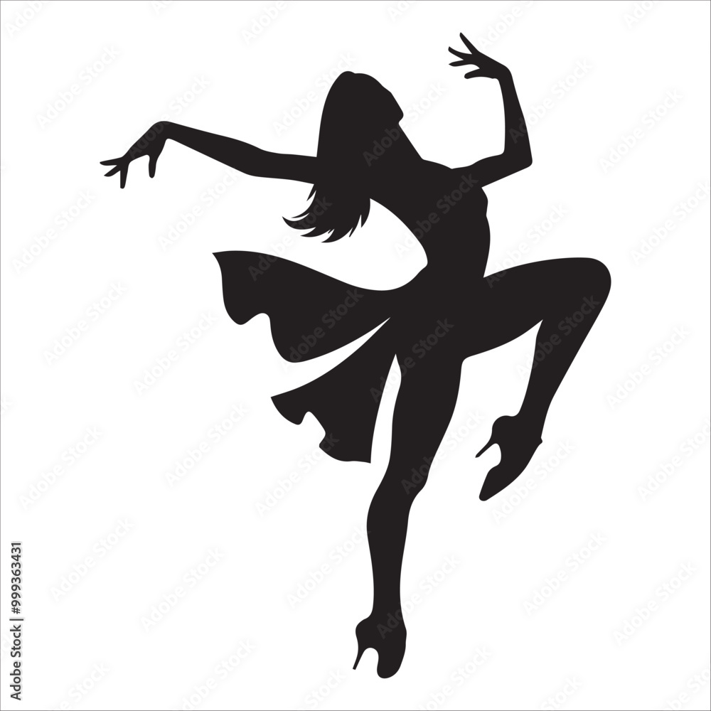 Samba dance vector illustration in black and white - Ballroom dance silhouette design Samba dance vector illustration in black and white - Ballroom dance silhouette design