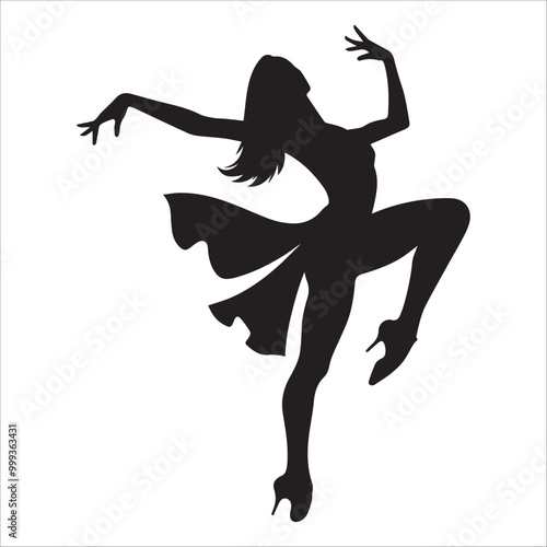 Samba dance vector illustration in black and white - Ballroom dance silhouette design