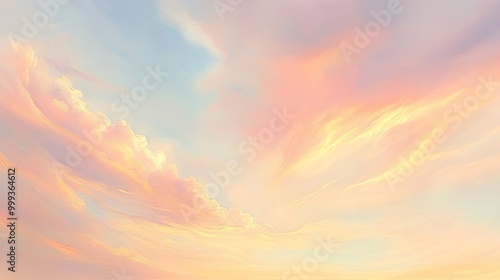 Soft Pastel Sky with Gentle Clouds at Sunset or Sunrise