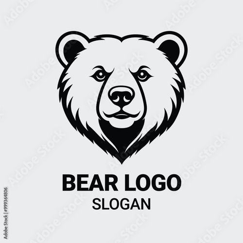 simple bear logo. bear animal flat icon. bear head vector illustration