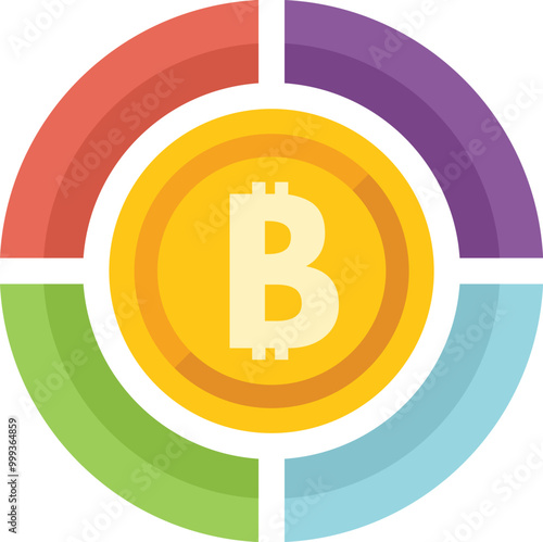 Colorful pie chart representing the market share of bitcoin in the cryptocurrency market
