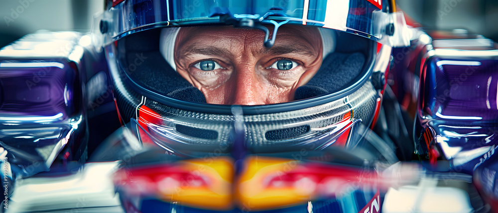 Formula 1 driver in car, ready for race. Formula 1 driver in car, ready for race.