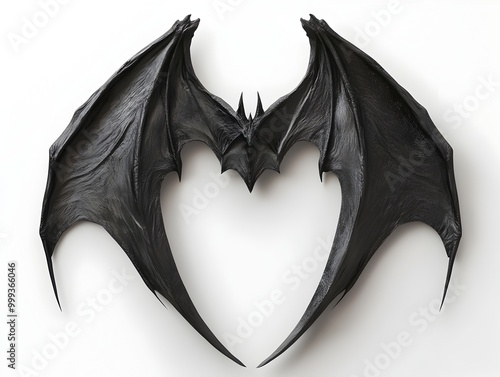 Ethereal Vampire Bat Wings Coiled Around Luminous Heart Unsettling Otherworldly Presence