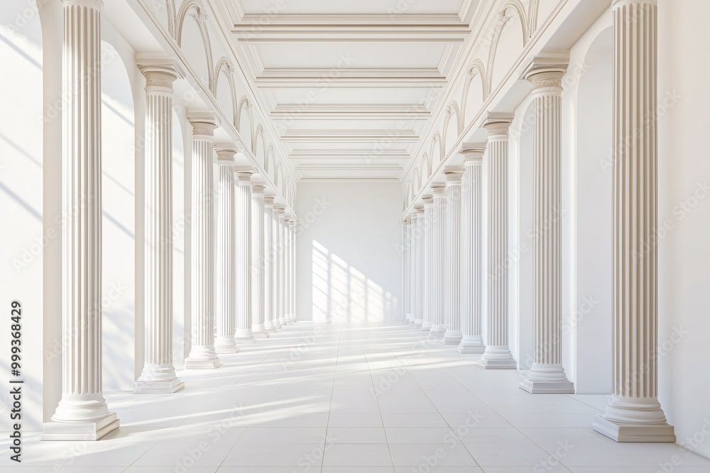 An elegantly designed hall interior with spacious areas for personalized posters or templates, set against a clean white backdrop for creative applications. An elegantly designed hall interior with spacious areas for personalized posters or templates, set against a clean white backdrop for creative applications.