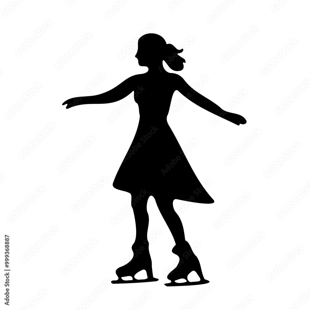 Silhouette of a girl skating on a transparent background Silhouette of a girl skating on a transparent background