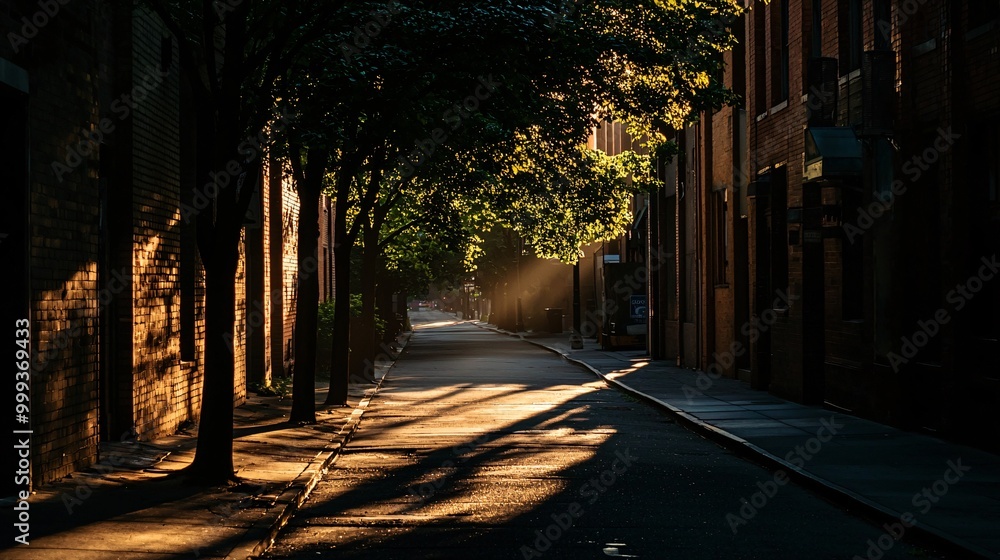 Dim lighting envelops a solitary city street, evoking an air of mystery and suspense. Dim lighting envelops a solitary city street, evoking an air of mystery and suspense.