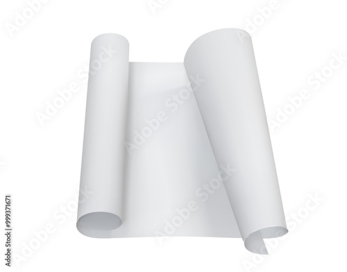 A sheet of paper with rolled edges. Vector illustration