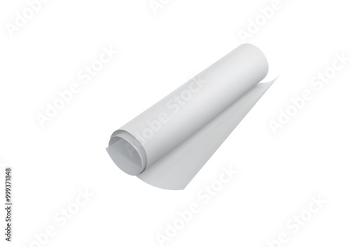 Rolled sheet of white paper. Vector illustration