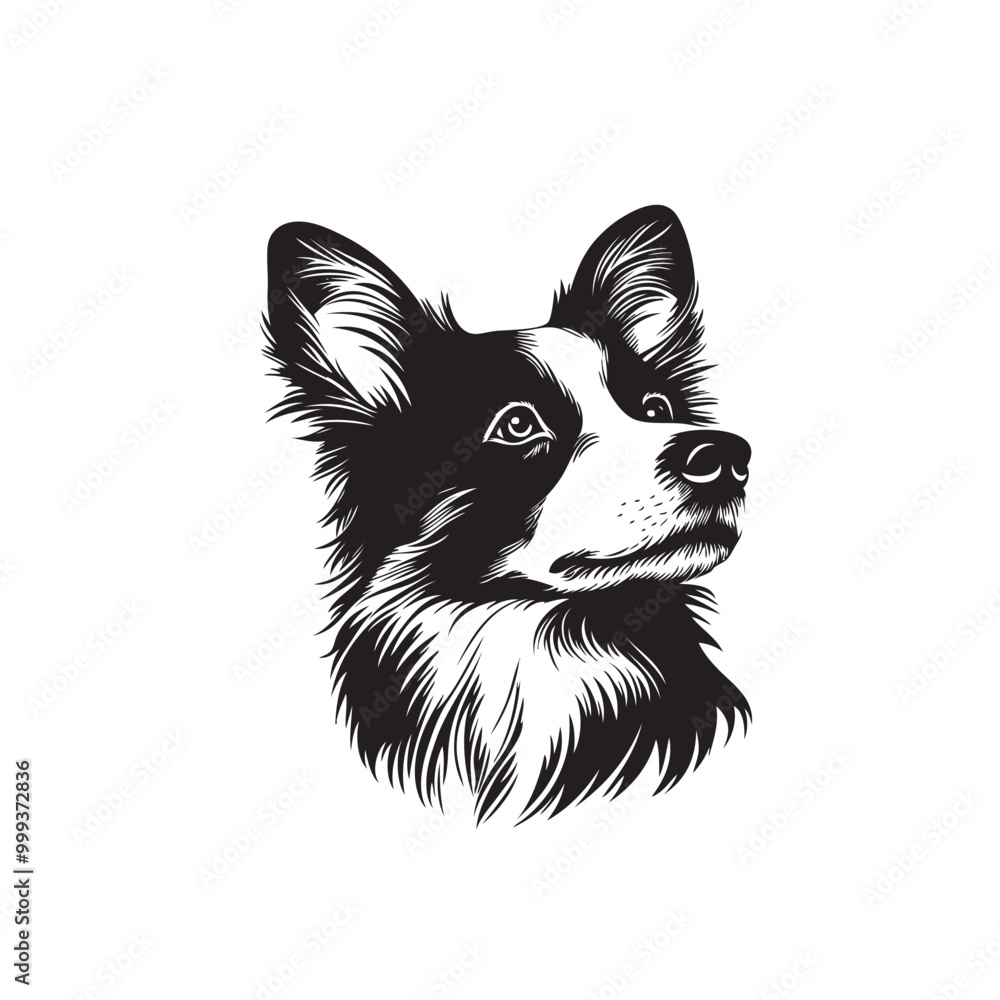 Dog head silhouette vector illustration with white background Dog head silhouette vector illustration with white background