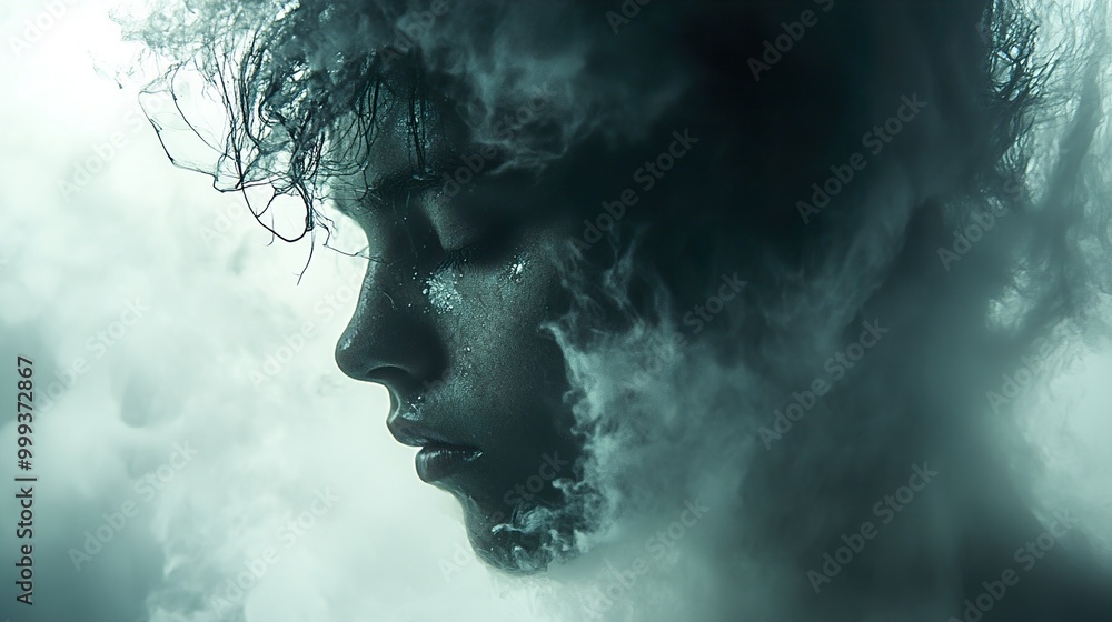 Dreamy Portrait of a Woman in Smoke Dreamy Portrait of a Woman in Smoke