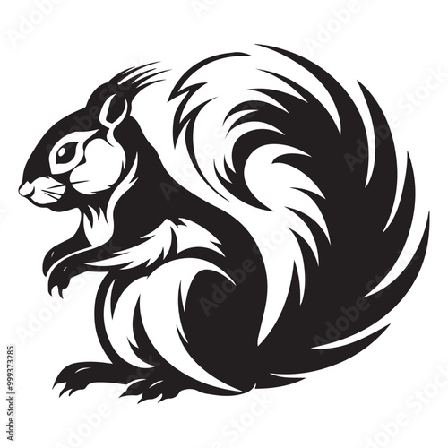 Wallpaper Mural The squirrel black silhouette with white background Torontodigital.ca