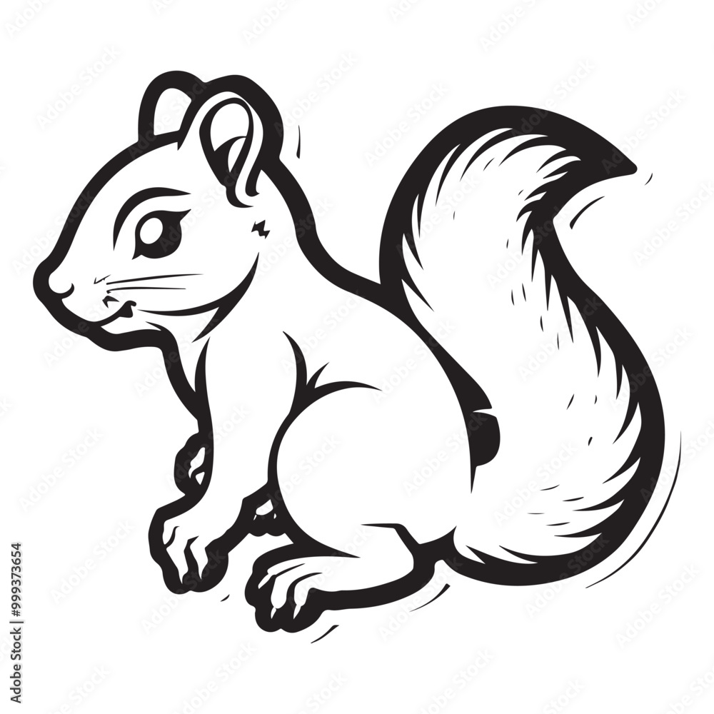 The squirrel black silhouette with white background The squirrel black silhouette with white background